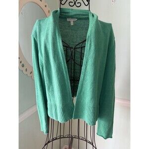 Eileen Fisher Green‎ Linen Cardigan Size XS Open Front